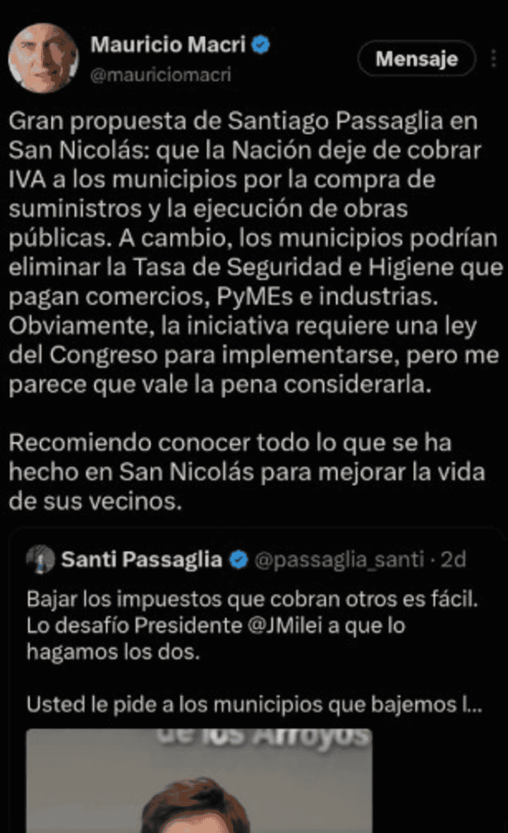Macri salió a bancar a los Passaglia en plena ofensiva libertaria, pero terminó borrando el mensaje tras las críticas 1 image 111